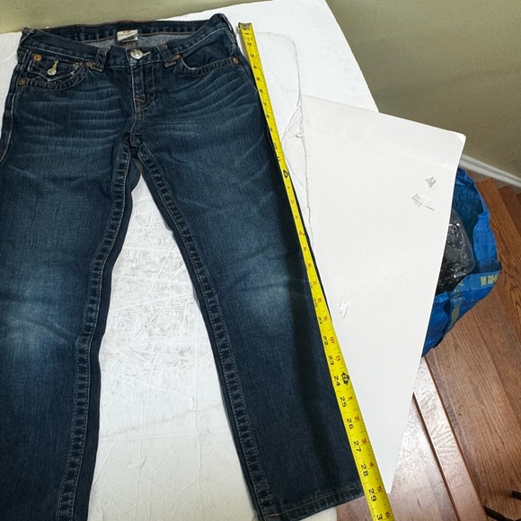 True Religion Straight Leg Flaps Picket Stitch Boys Zip Fly Vintage Blue sz 10 - Picture 7 of 16